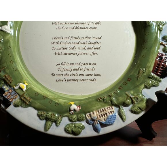 The Giving Plate 12.5" Hand Painted Raised 3D Farmhouse Country Scene on Border - Picture 5 of 7